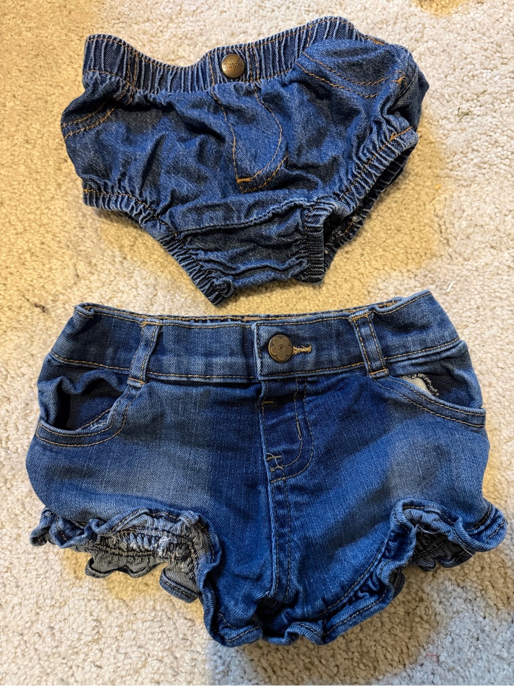 Wrangler Dark Blue Denim Ruffle Baby Shorts Set